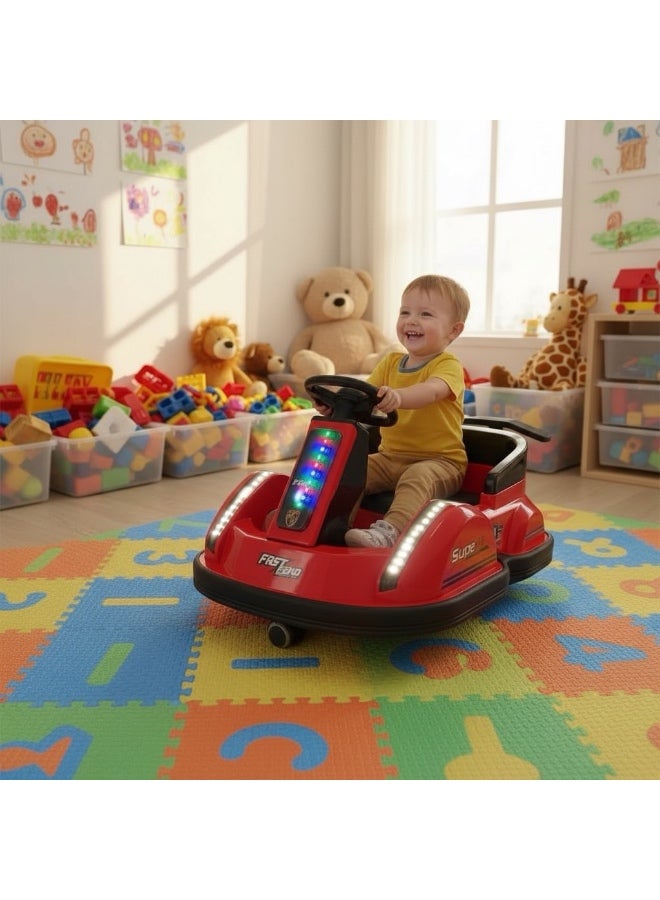 Star Kids Deluxe electric flying saucer car for kids with remote control, multi-color LED lights, and Bluetooth music - 360-degree rotation technology and rocking mode for children aged 1 to 8 years. - Image 2